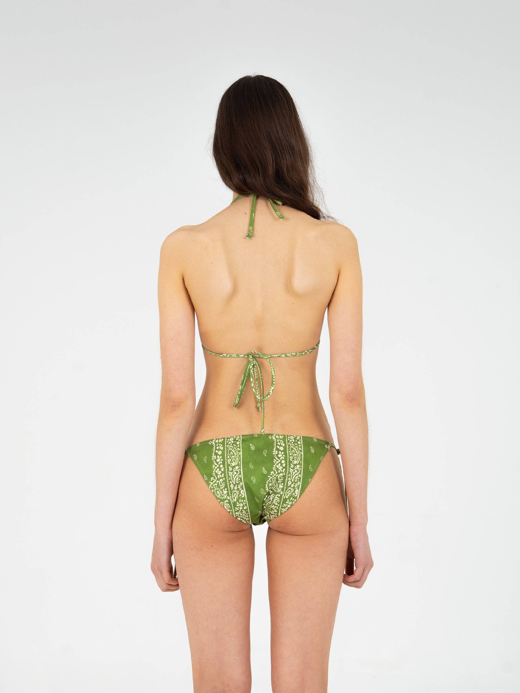 Top bikini triangolo paisley verde