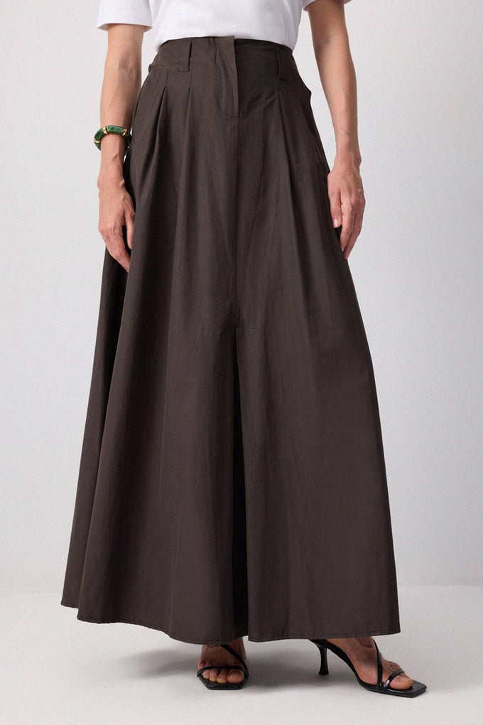 Gonna maxi a vita alta a trapezio con pince sartoriali