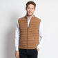 Gilet imbottito in lana merino con tasche color cammello