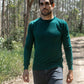 Maglione girocollo in cotone Pima verde da uomo