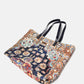 Borsa tote effetto velluto con stampa decorativa