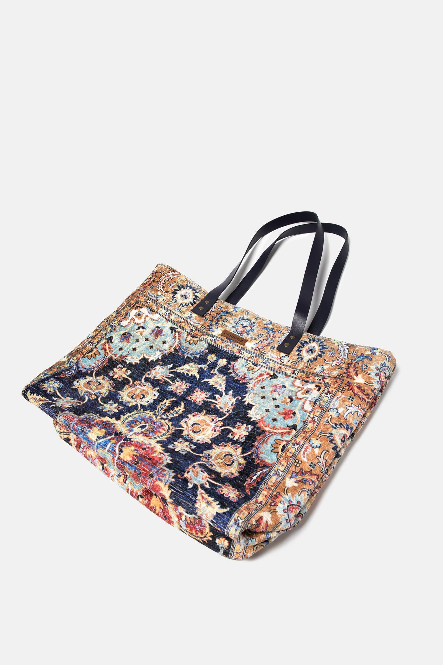 Borsa tote effetto velluto con stampa decorativa