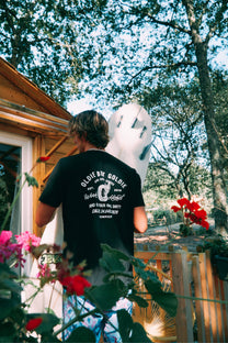 T-shirt nera Oldie in cotone biologico con stampa
