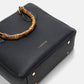 Borsa tote in ecopelle con manici effetto bambù