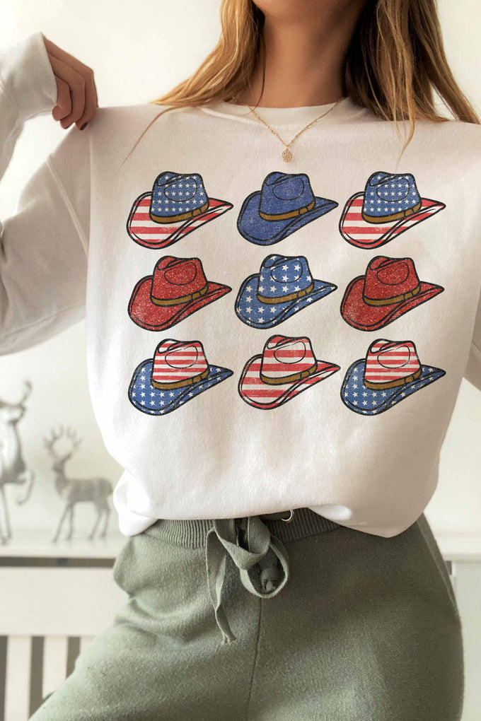 Felpa girocollo grafica cappelli America