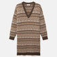 Abito in maglia jacquard con scollo a V