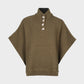 Maglione poncho militare con collo a lupetto e bottoni
