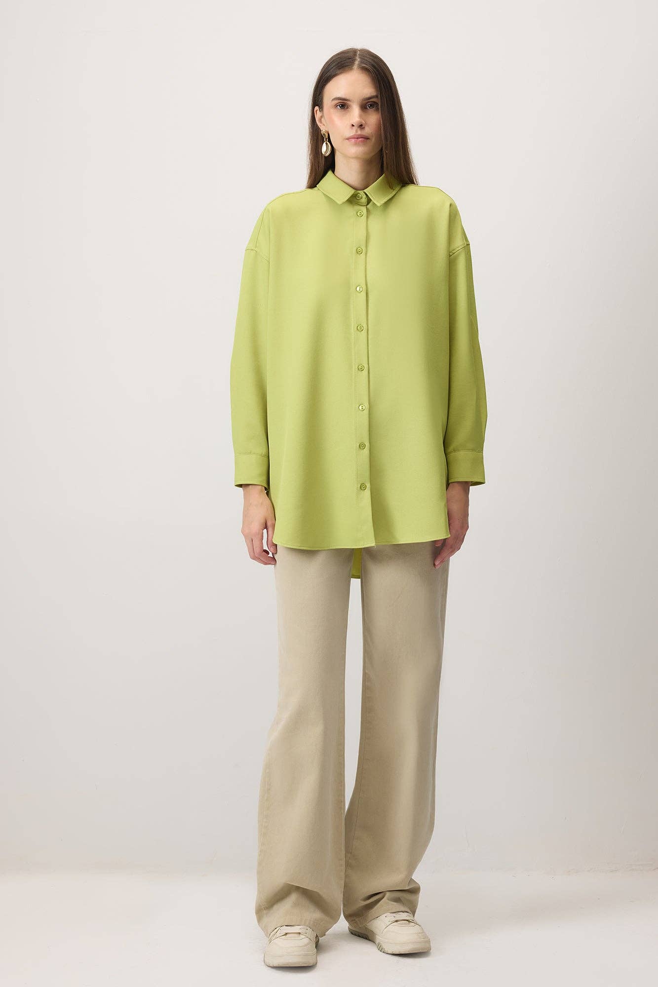 Camicia in crepe oversize verde