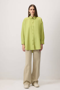 Camicia in crepe oversize verde