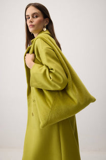 Borsa shopper in peluche verde