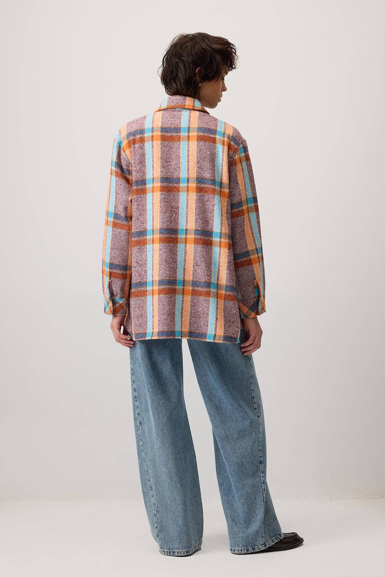 Giacca overshirt a quadri multicolor