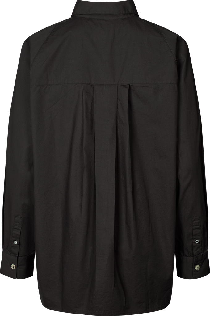 Camicia lunga in popeline di cotone biologico Bella con manica raglan - Nero