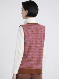Gilet jacquard in lana con scollo a V