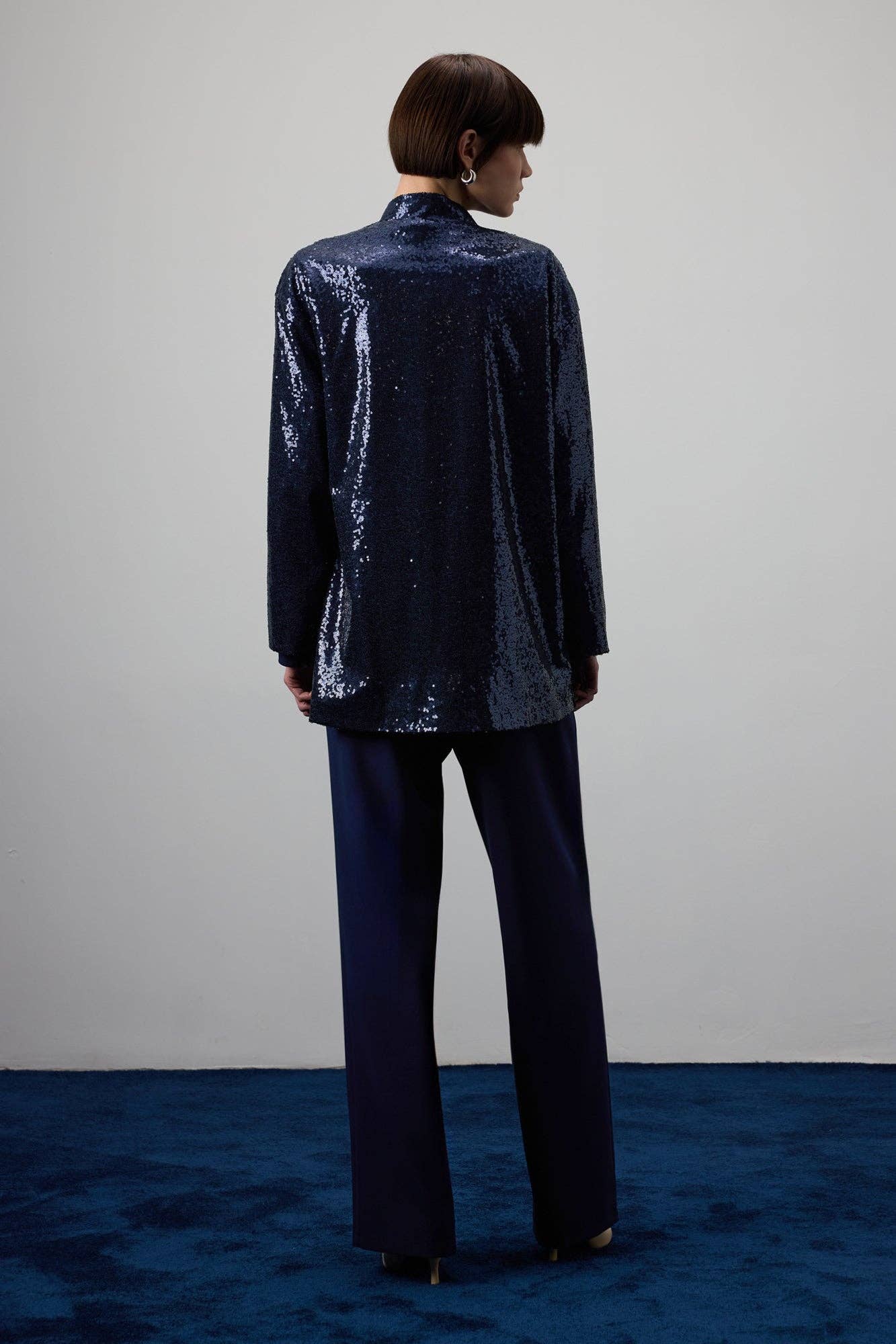 Kimono con paillettes blu navy