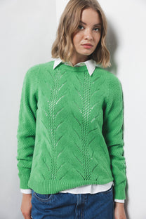 Maglione in maglia strutturata verde