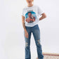 T-shirt in cotone biologico con stampa vintage "Back In The Days"