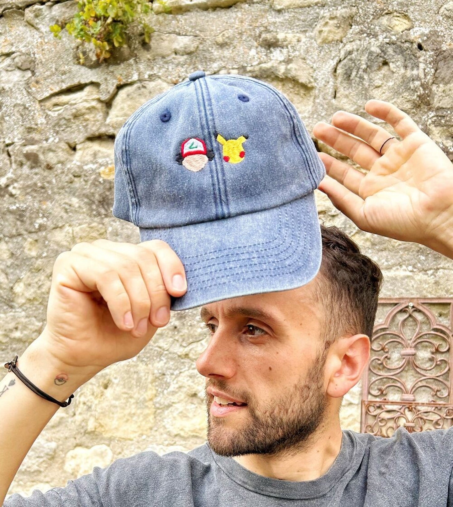 Cappellino ricamato Pokémon Ash stile vintage