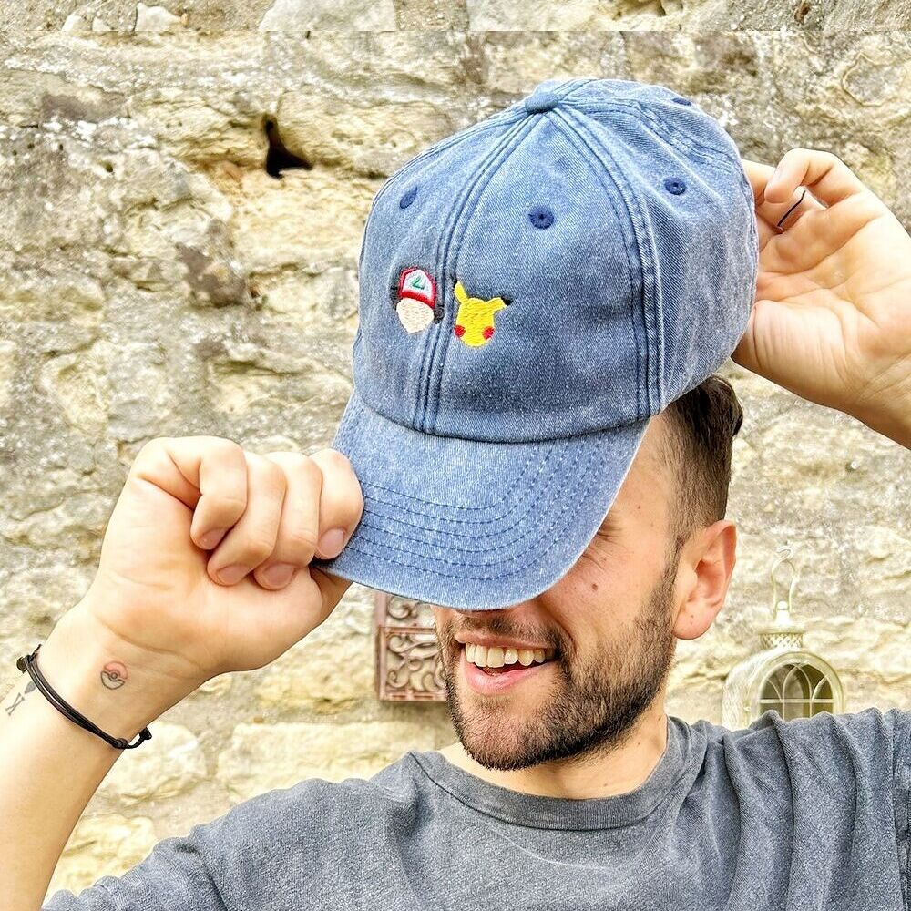 Cappellino ricamato Pokémon Ash stile vintage