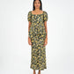 Gonna lunga floreale verde Enigma in lino