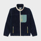 Giacca sherpa unisex con zip bicolore blu navy e verde