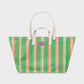 Borsa shopper a righe in cotone biologico verde