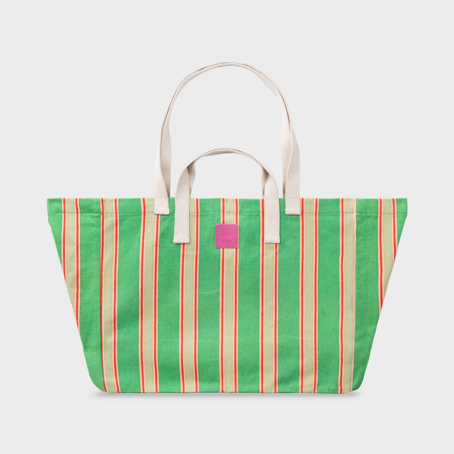 Borsa shopper a righe in cotone biologico verde