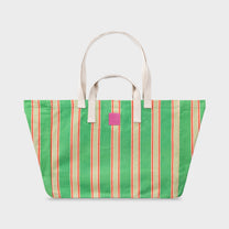 Borsa shopper a righe in cotone biologico verde