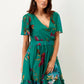 Abito corto boho floreale verde