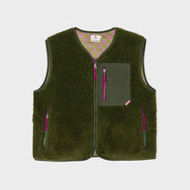 Gilet donna in sherpa con zip color kaki