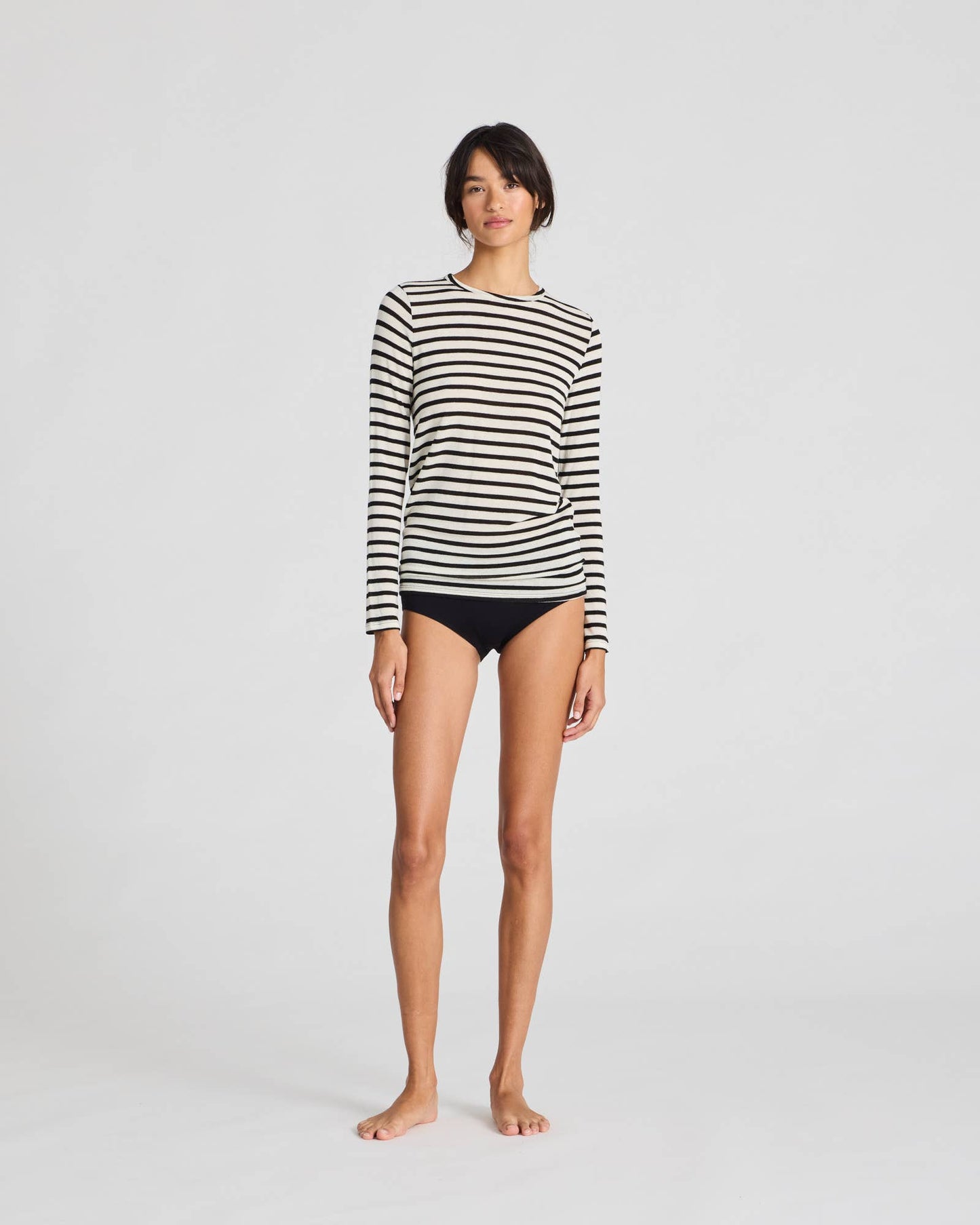 Maglia sailor Thyra a righe in misto lana écru