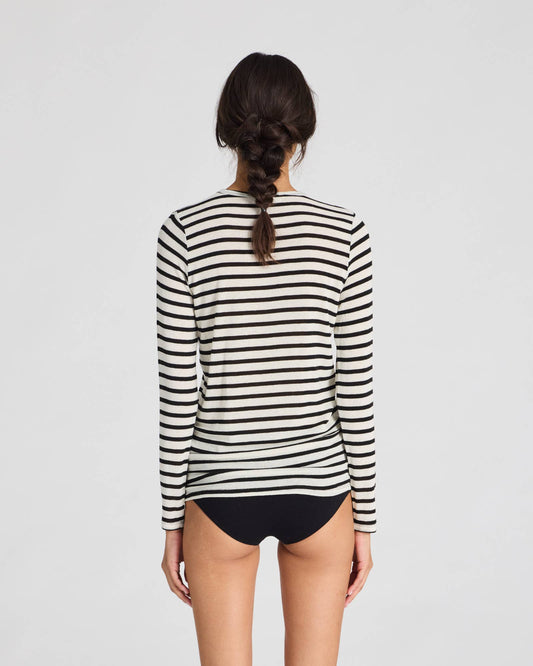 Maglia sailor Thyra a righe in misto lana écru