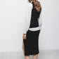 Gonna midi in maglia a costine con spacco frontale