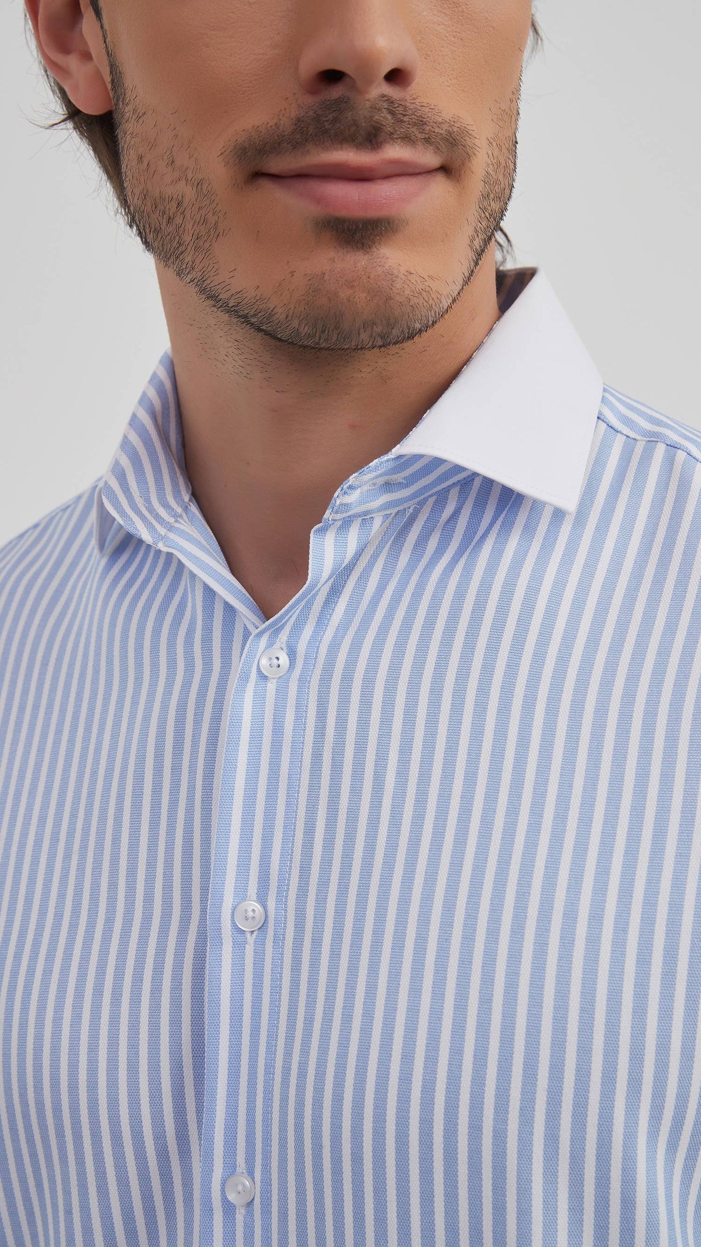 Camicia comfort a righe cielo