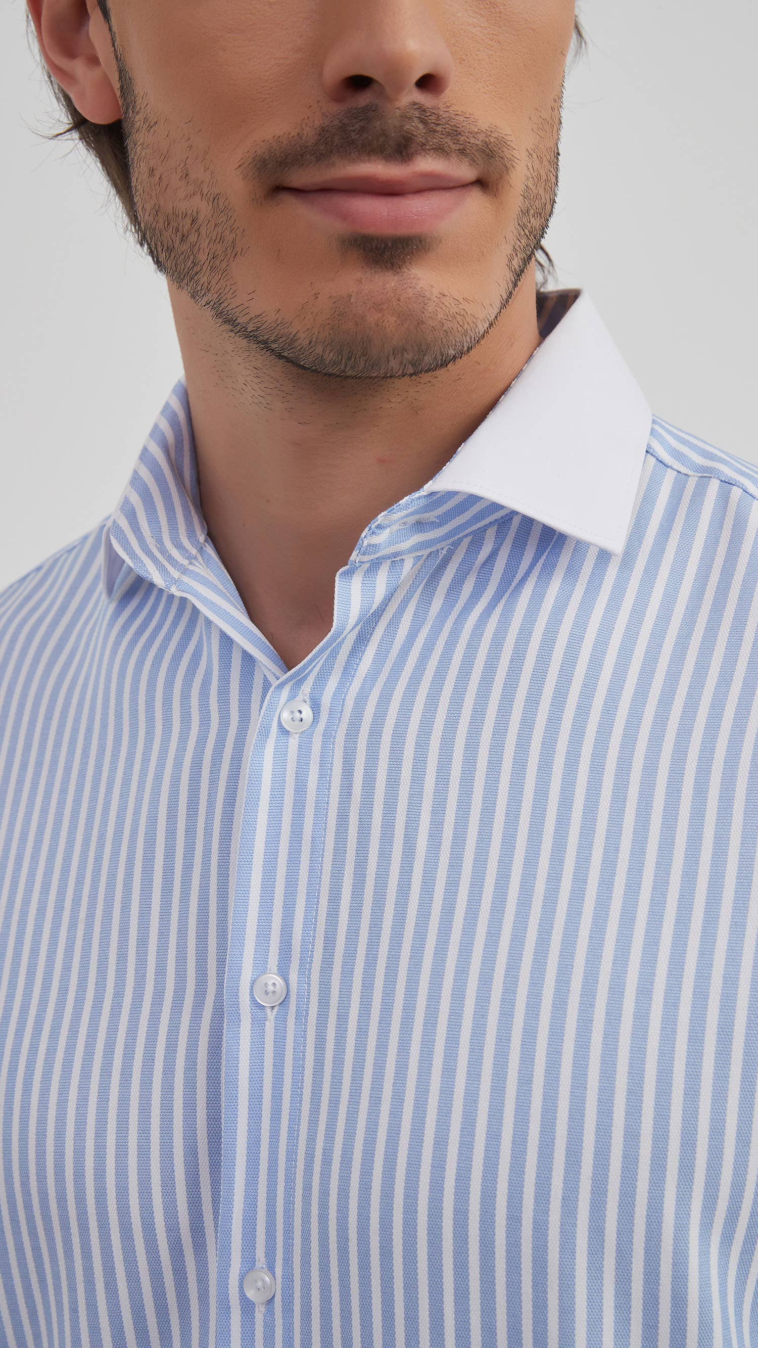 Camicia comfort a righe cielo