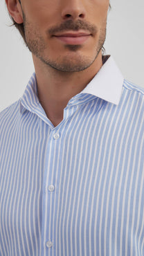 Camicia comfort a righe cielo