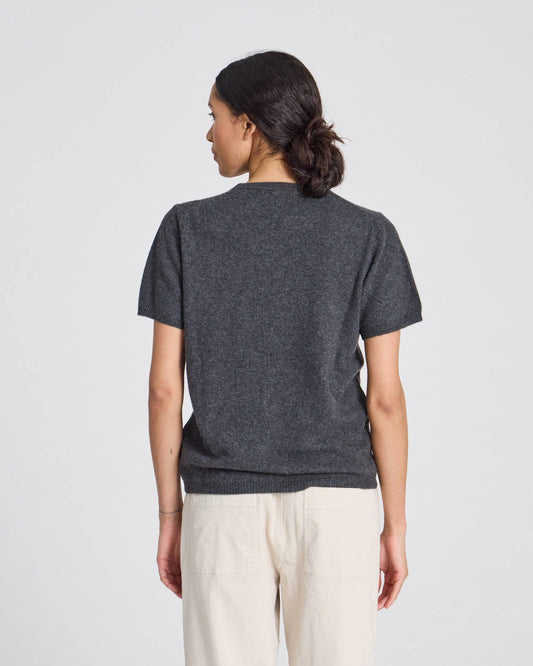 Maglia in cashmere a maniche corte Ellia grigio scuro mélange