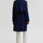 Trench coat rilassato con cintura effetto cupro blu navy