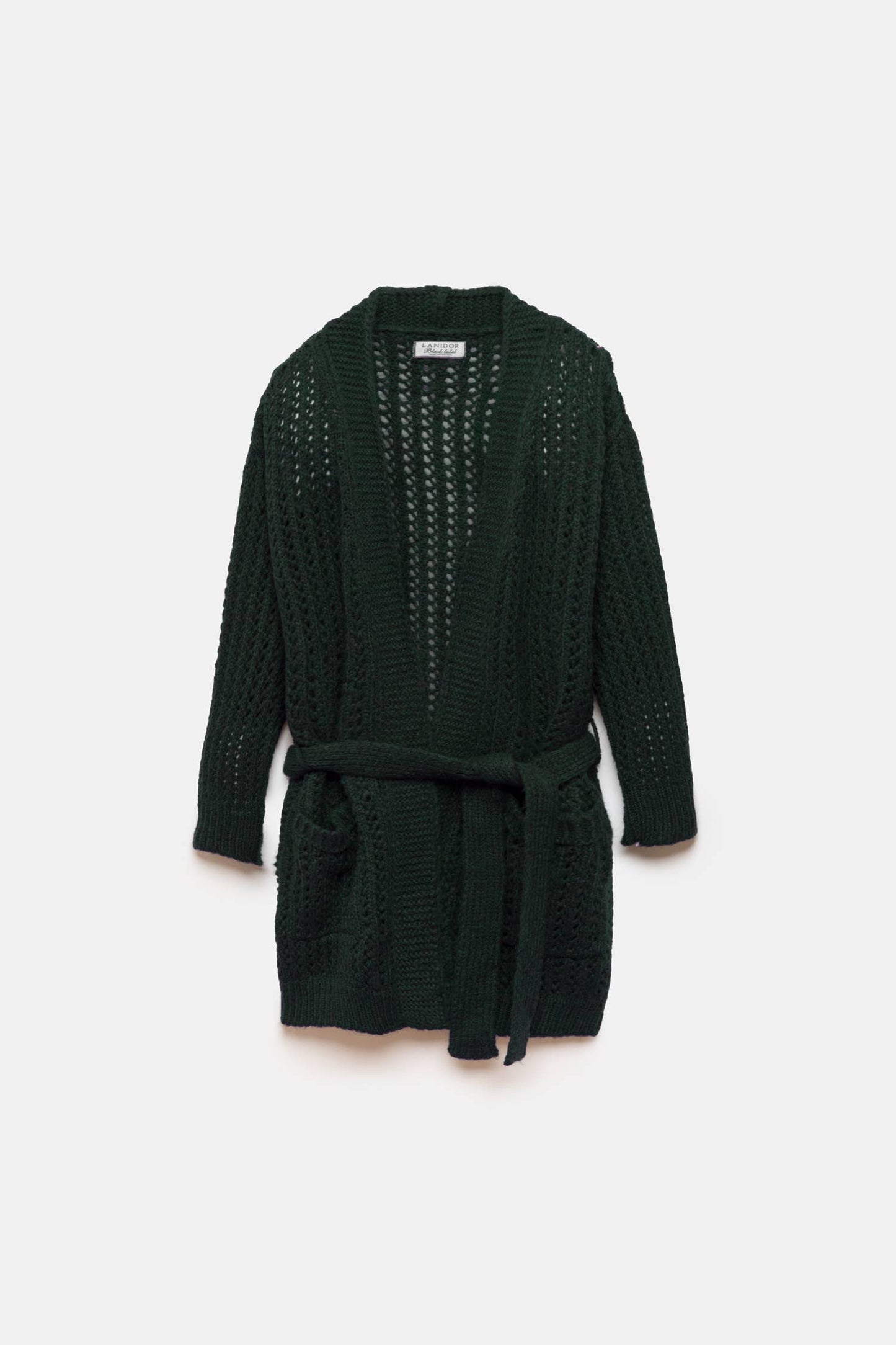 Cardigan in Maglia Strutturata con Cintura