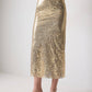 Gonna midi a vita alta in paillettes oro