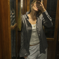 Camicia in lino e cotone grigio antracite