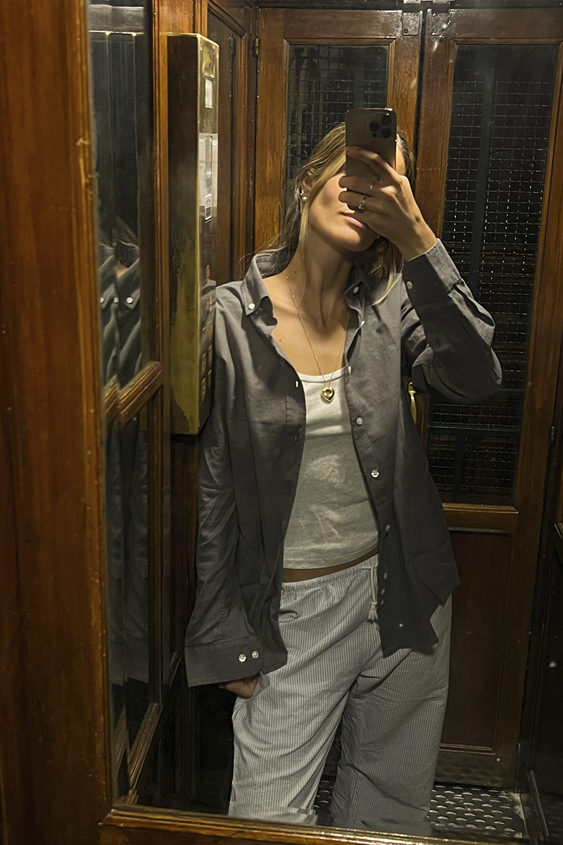 Camicia in lino e cotone grigio antracite