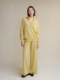 Pantaloni in maglia 3D a gamba larga in misto cashmere