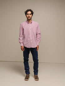Camicia uomo a righe in cotone misto