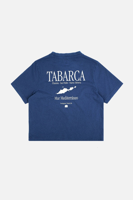 T-shirt pigmentata da donna Tabarca blu profondo in cotone biologico