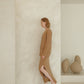 Gonna lunga a vita alta in misto cashmere con spacco laterale in maglia 3D