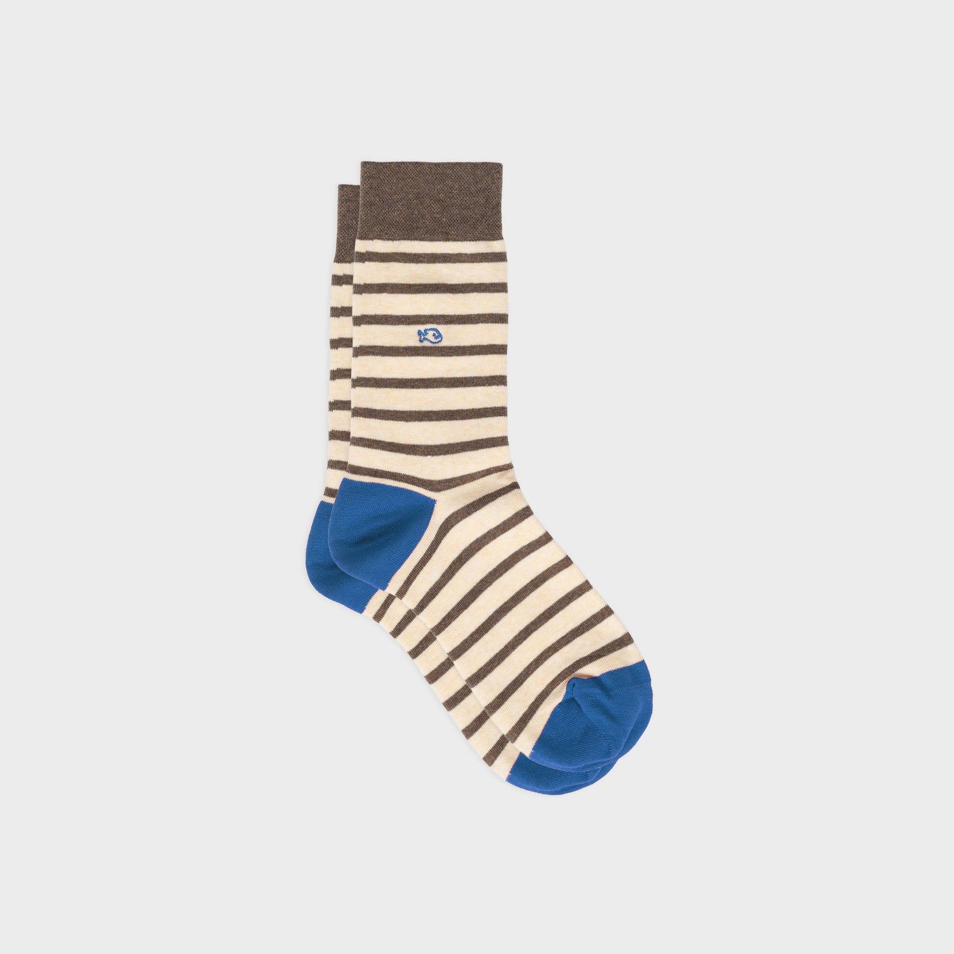 Calzini a righe in cotone pettinato beige e marrone