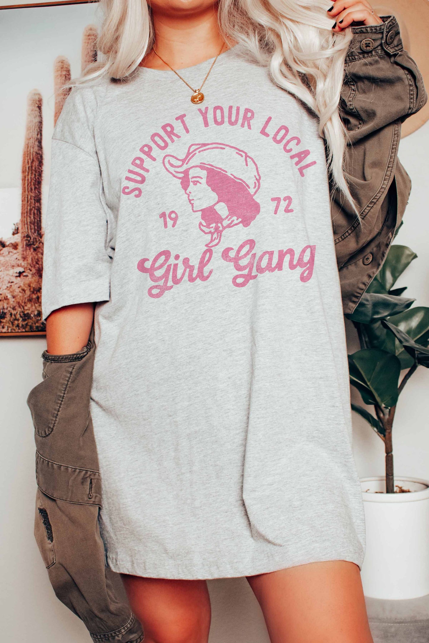T-shirt grafica "Girl Gang" in cotone pettinato
