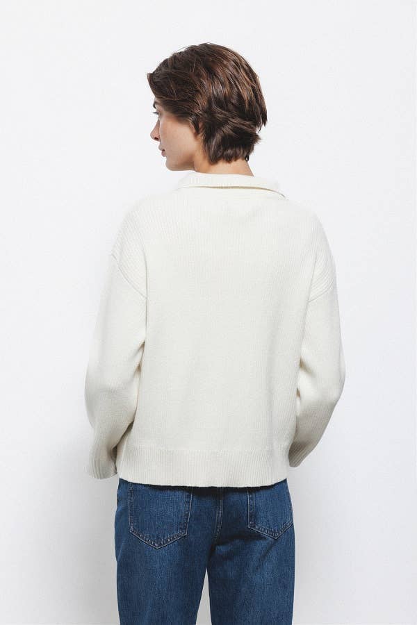 Maglione a maglia rasata con collo polo