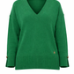 Pullover donna in maglia con scollo a V e polsini con bottoni