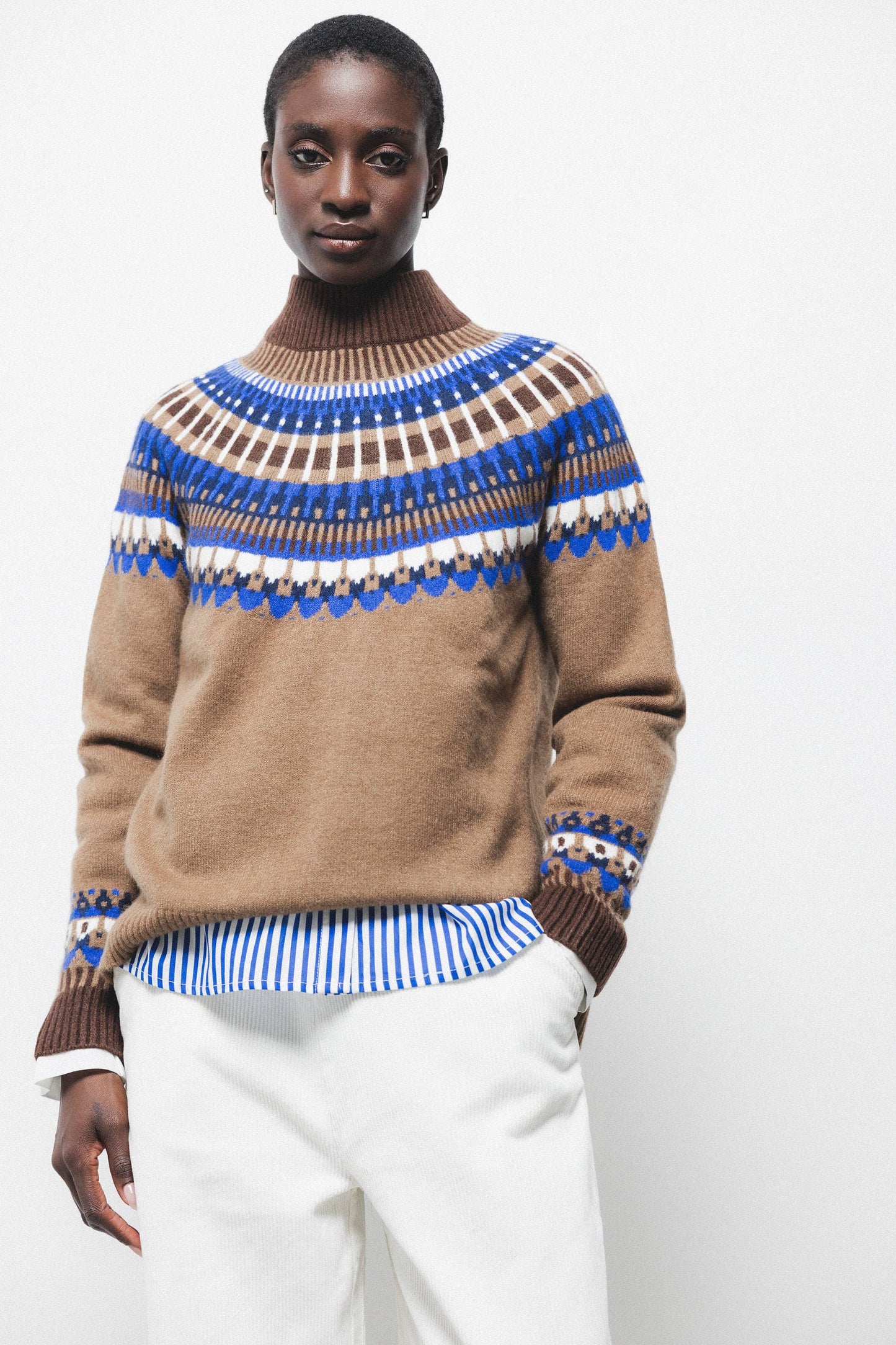 Maglione in maglia jacquard a collo alto